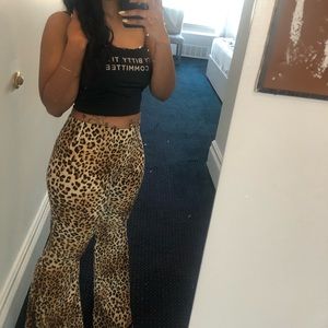 Flared bottom animal print pants